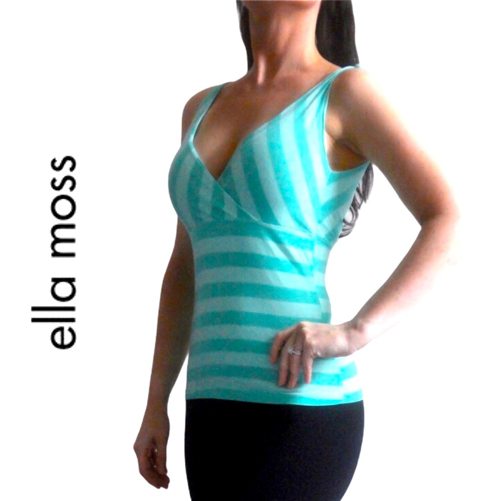 ELLA MOSS fitted crossover vneck sleeveless top XS